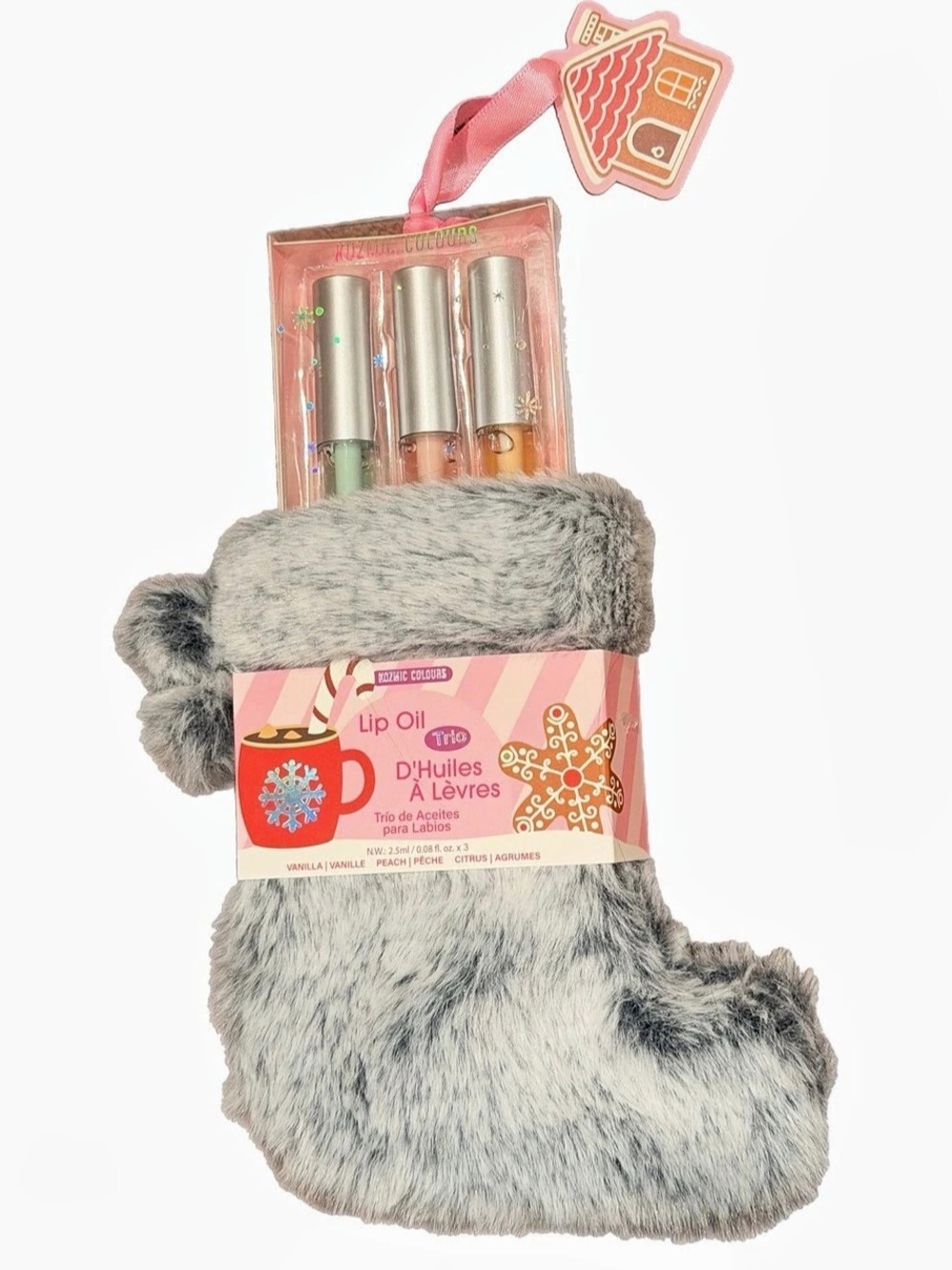 Kozmic Colours Lip Oil Trio Stocking Gift Set Pink & Gray